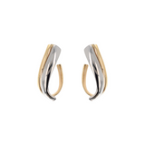 Two-tone 375 Gold Lobe Earrings Sinuous Design