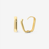 Grandes boucles d'oreilles créoles rectangulaires en or 375