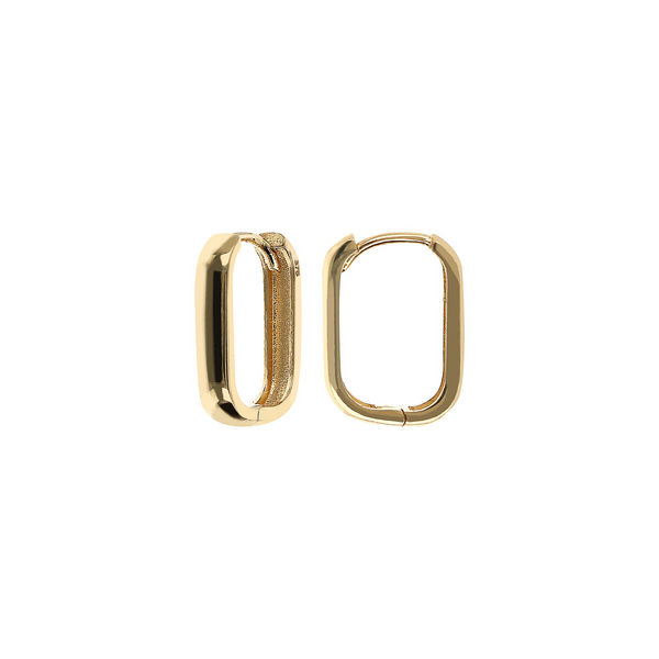 Large Rectangular Hoop Earrings in 375 Gold