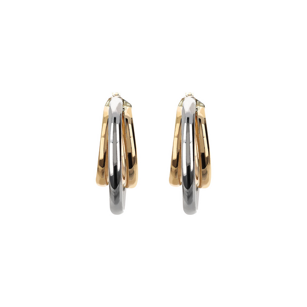 Two-tone multi-circle earrings in 375 gold