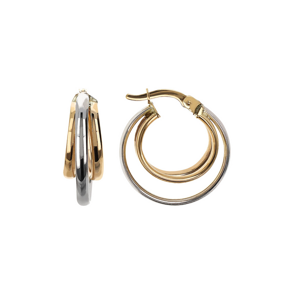 Two-tone multi-circle earrings in 375 gold