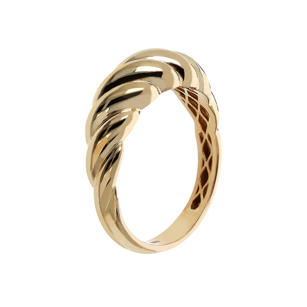 375 Gold Graduated Band Ring with Shell Texture