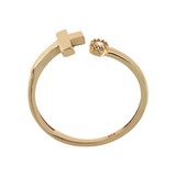 Contrarié 375 Gold Ring with Cross and Light Point in Cubic Zirconia