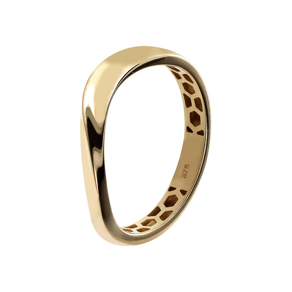 375 Gold Band Ring Wave Design
