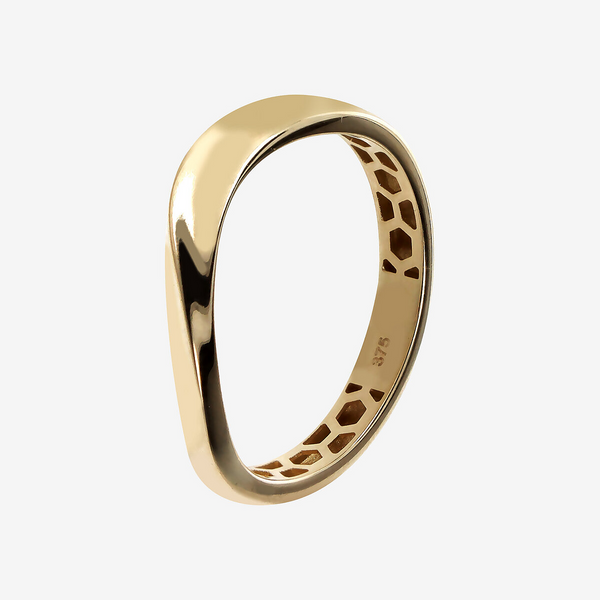Bague en or 375, motif vague
