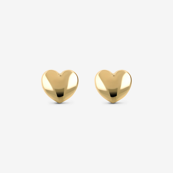 Shiny Heart Stud Earrings Gold 375