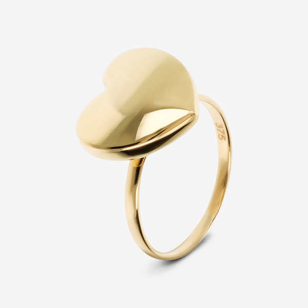 Bague Cocktail en Or 375 avec Coeur Arrondi Brillant