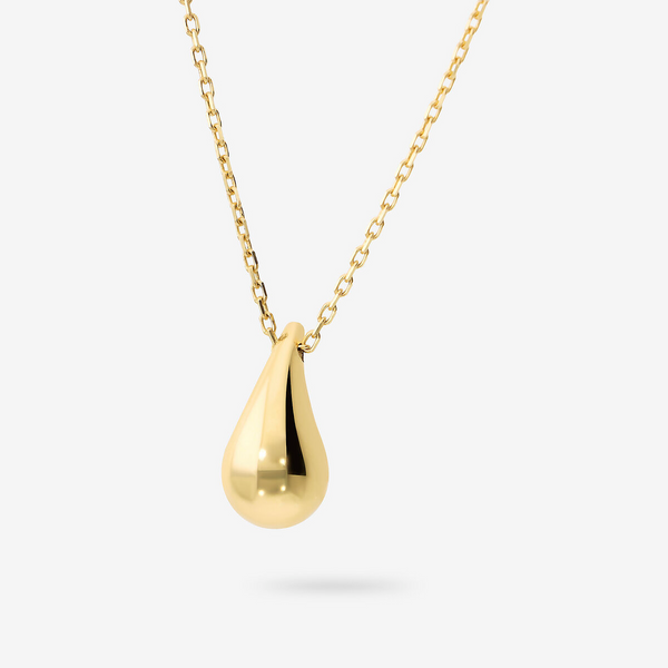Necklace with shiny drop pendant in 375 gold