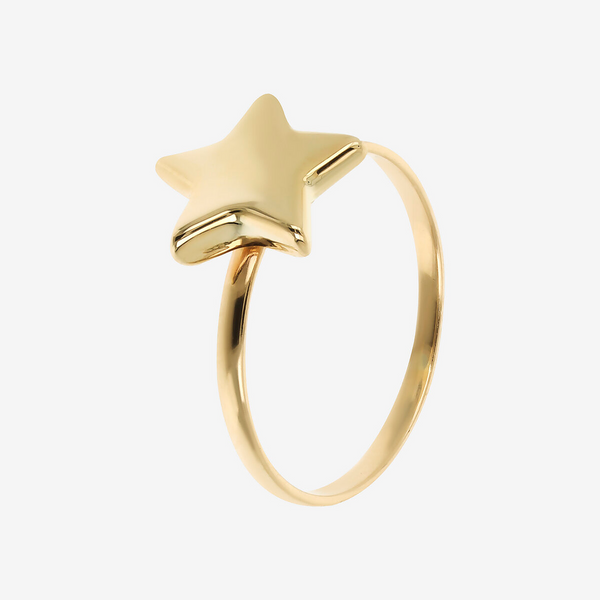 Bague cocktail en or 375 avec étoile polie