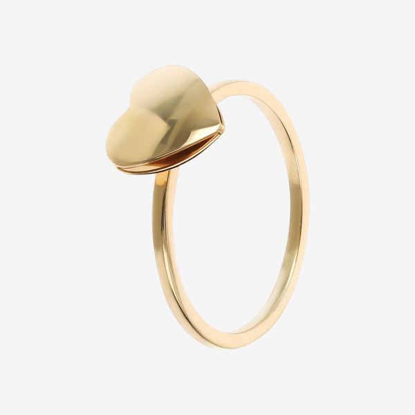 Bague cocktail en or 375 avec cœur poli