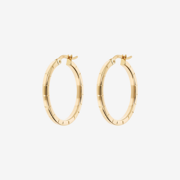 Boucles d'oreilles créoles travaillées en surface en or moyen 375