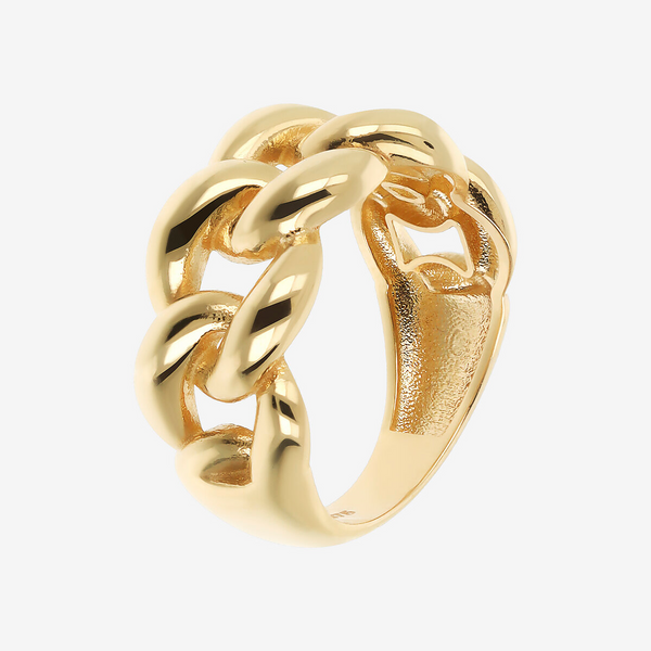 Bague à bande maille grumette or 375