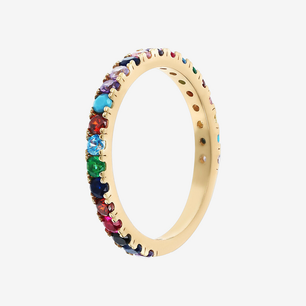 Bague Veretta en Or 375 avec Zircons Cubiques Multicolores