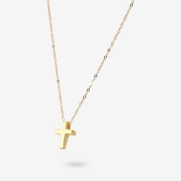 Collana Maglia Brillantina in Oro 375 con Pendente Croce Bombata