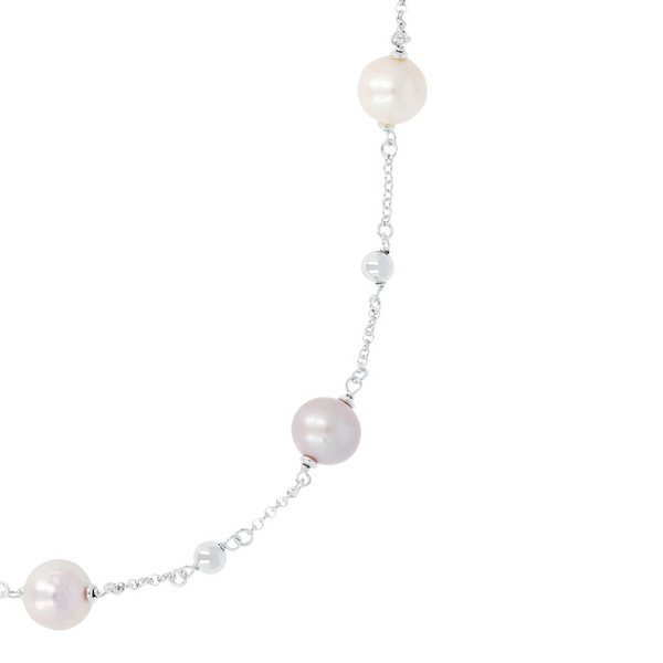 Necklace with Rolo Chain and Ming Pink Freshwater Pearls