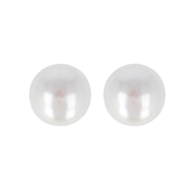 Stud Earrings with White Freshwater Pearls