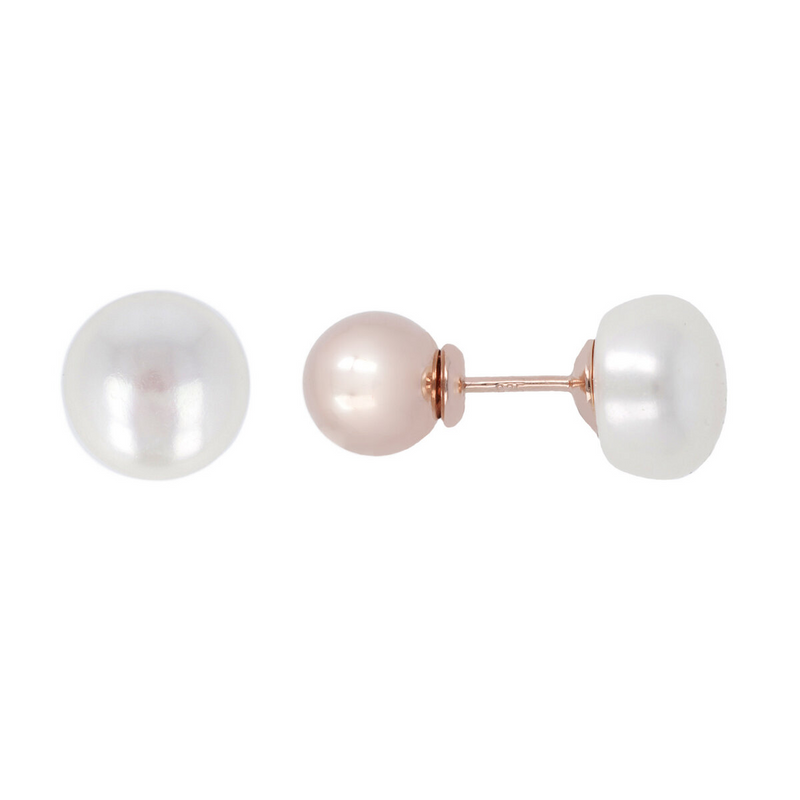 Stud Earrings with White Freshwater Pearls