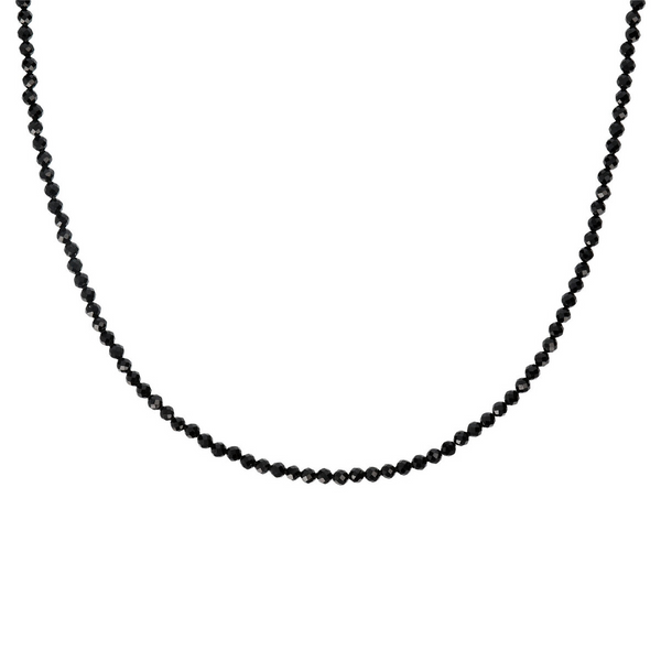 Necklace in Faceted Natural Stone and Textured Closure in Rhodium-plated 925 Silver