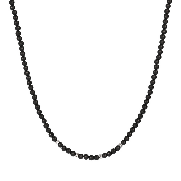Rhodium-plated 925 Sterling Silver Necklace with Natural Stones 