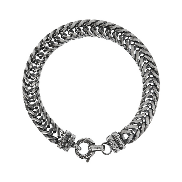 Bracelet in Rhodium plated 925 Silver with Maxi Spiga Chain