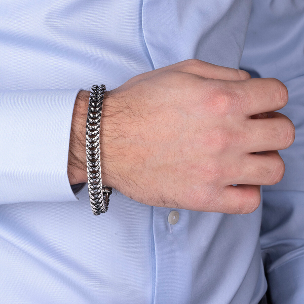 Armband aus rhodiniertem 925er Silber mit Maxi-Spiga-Kette