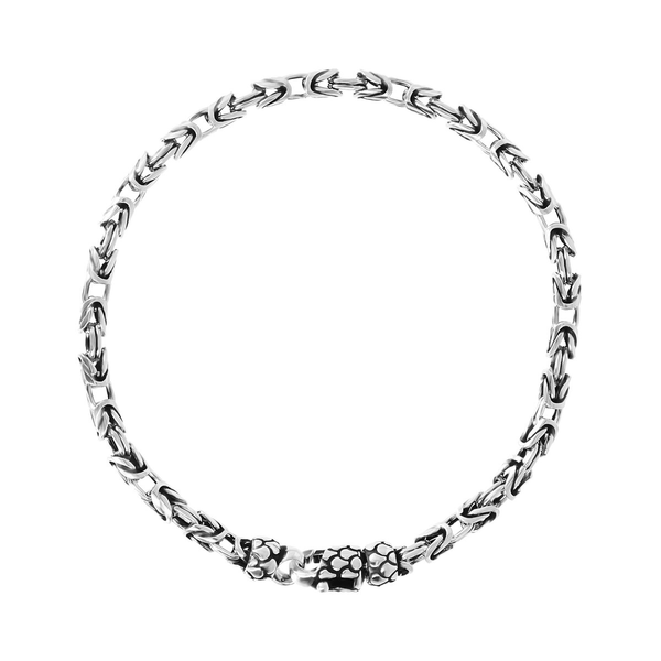 Bracelet in Rhodium plated 925 Silver with Byzantine Chain