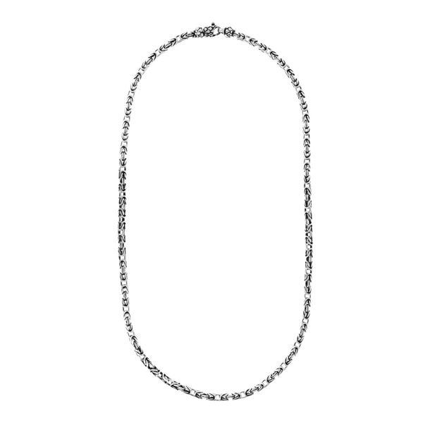 Rhodium plated 925 Silver Necklace with Byzantine Chain