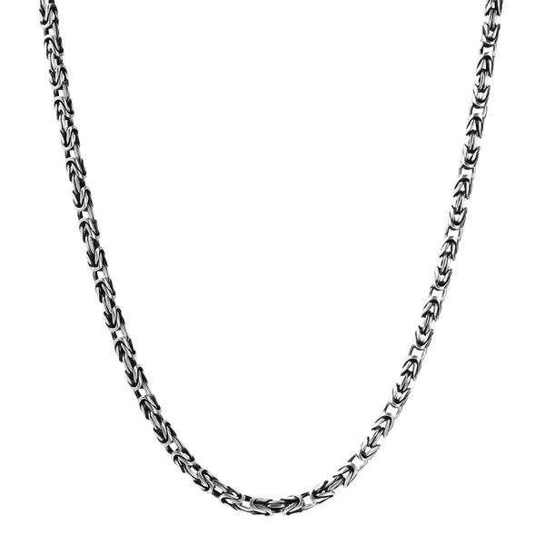 Rhodium plated 925 Silver Necklace with Byzantine Chain