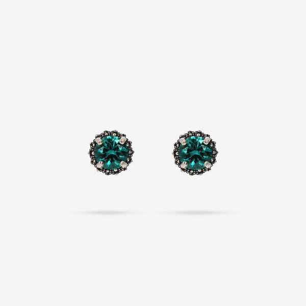 Orecchini a Lobo Texture Riccio di Mare in Argento 925 placcato Rutenio con Pietra