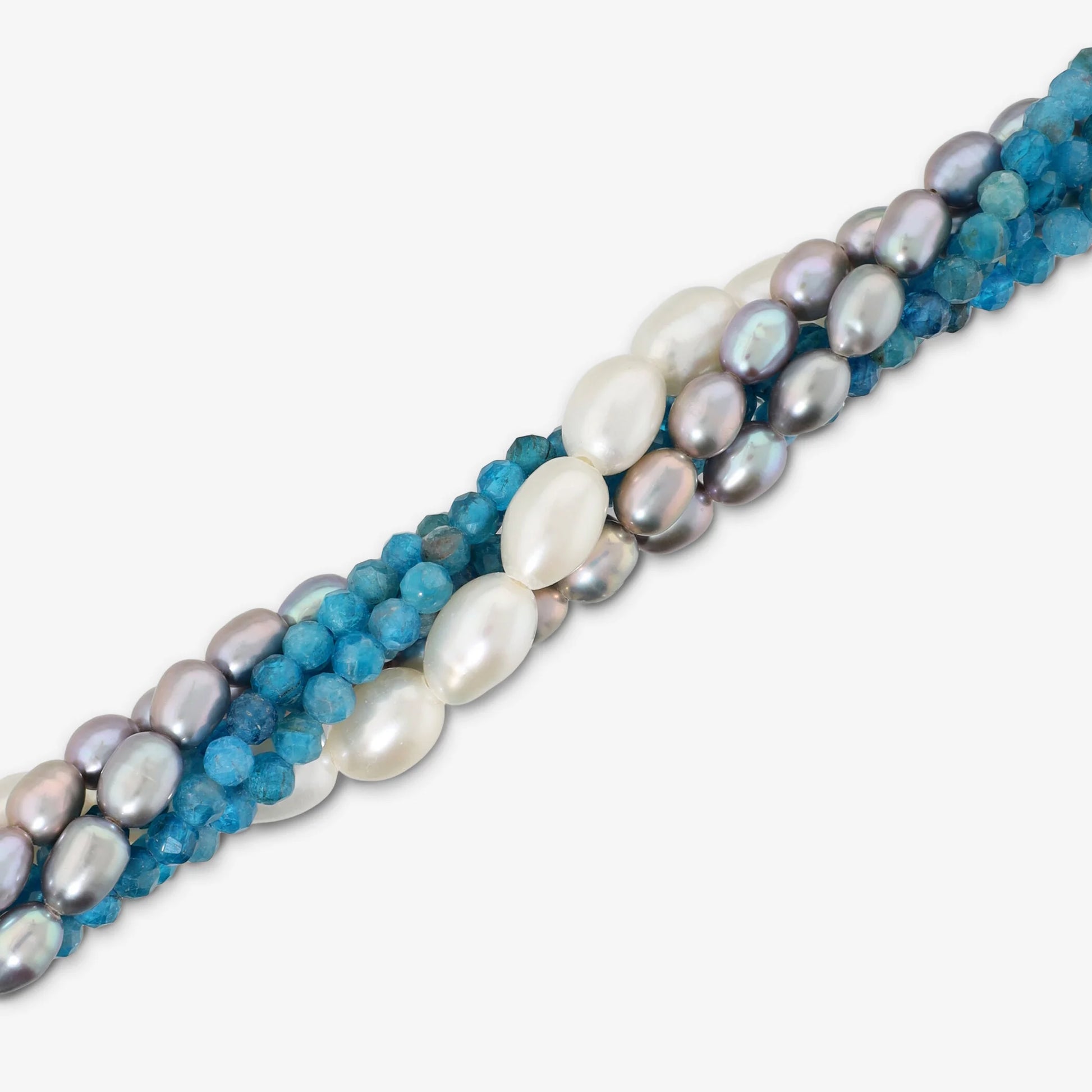 Collana Multifilo in Argento 925 placcato Oro 18Kt con Pietre Naturali e Perle d'Acqua Dolce